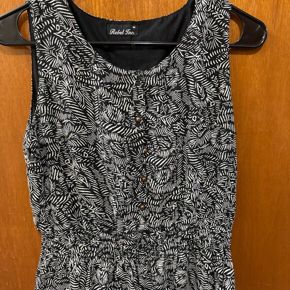 Rebel Inc. Printed Sleeveless Jumpsuit - Elastic Waist, Lined, Size M - Picture 4 of 4